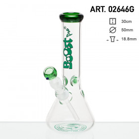 Boost Beaker GREEN Glass Bong- H:30cm- Ø:50mm- SG:18.8mm- WT:5mm (circa)