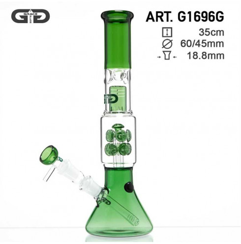 Atomium Grace Glass Bong- Green- H:35cm- Ø:60/45mm- SG:18.8mm