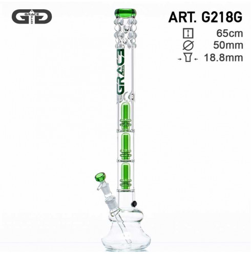 Green Tree GG Bong- H:65cm- Ø:50mm- WT:7mm (circa)- SG:18.8mm- 3