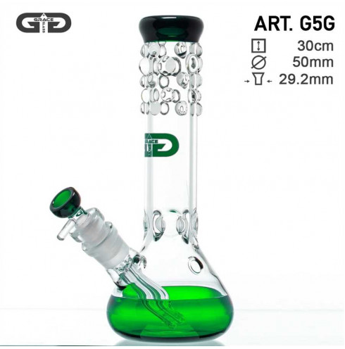 Beaker GG Bong- Green- H:30cm- Ø:50mm- WT:7mm (circa)- SG:29.2mm