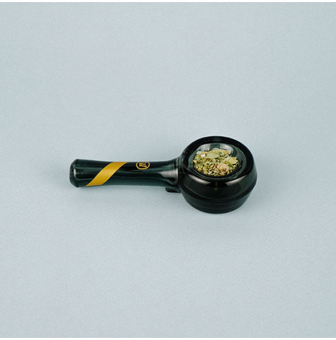 Marley Natural Spoon Pipe de vidrio ahumado Calcomanía de rayas doradas