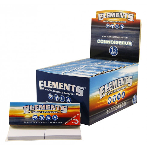 Elements Blue Connoisseur 1 1/4 Papers+Tips - Box 24u