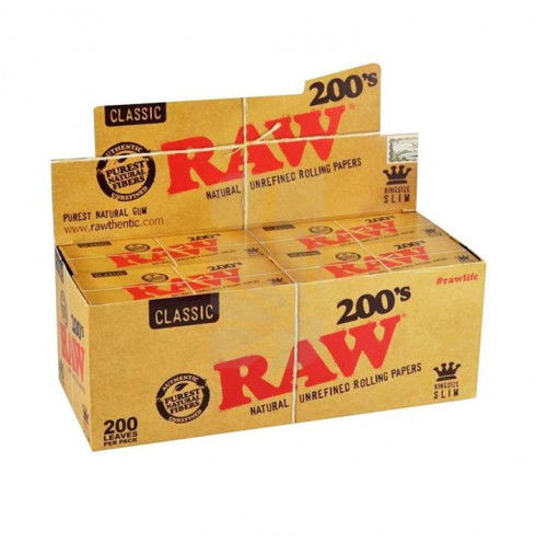 Raw King Size Slim 200´s Classic Papel - Box 40u