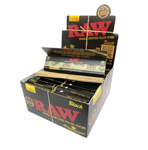 Raw Black Connoisseur King Size Slim Paper+Tips - Box 24u 